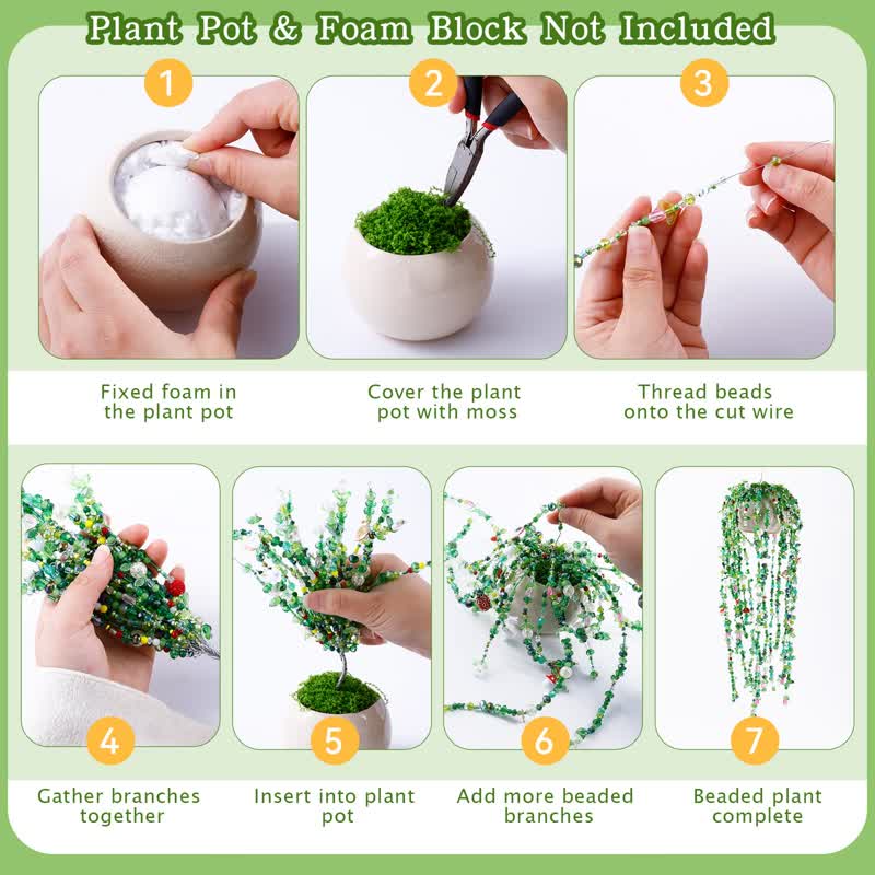 5422 Pcs Beaded Plant Kit Glass Green Beads - image 4