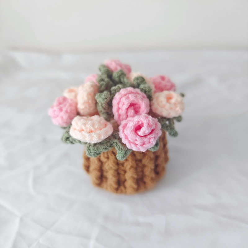 Crochet Flower Coaster & Basket - 🌸 Pink Rose - image 4