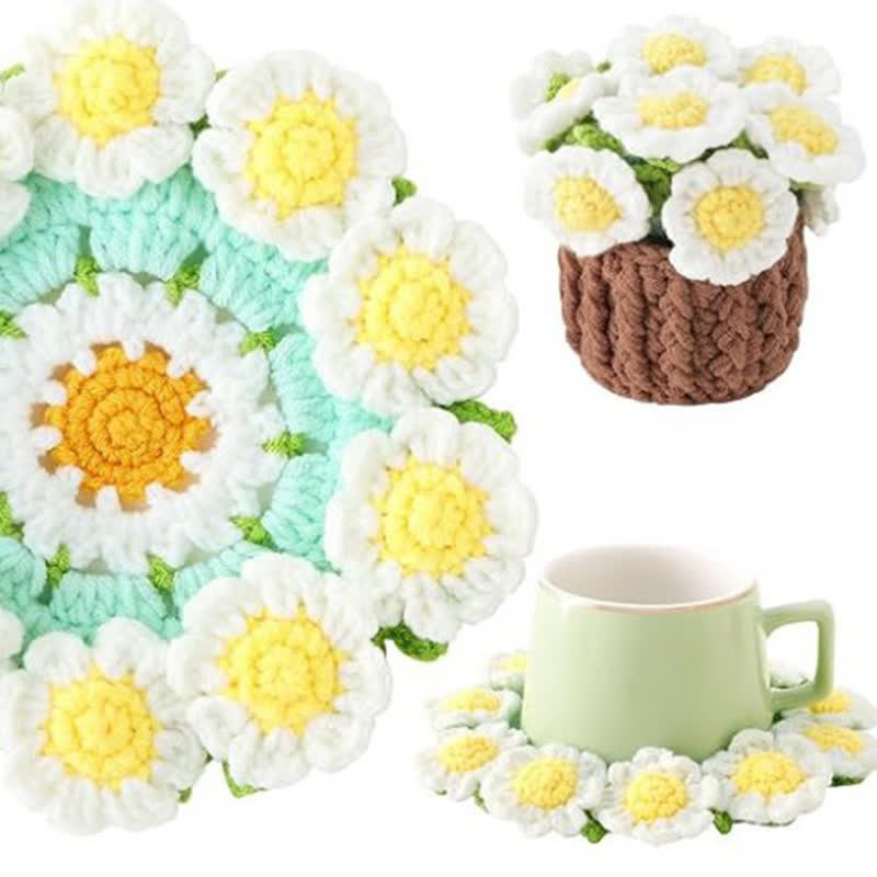 Crochet Flower Coaster & Basket - 🌼 White Daisy - image 10