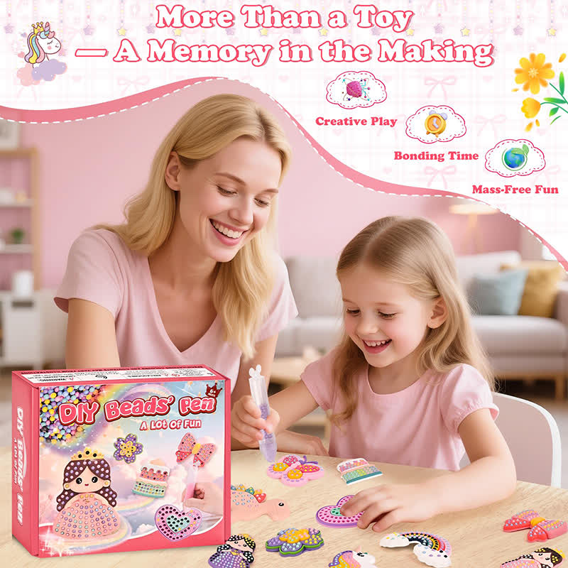 Diy Bead Art Complete Craft Set With Bead Pens, Colorful Templates, And Fun Stencils - image 2
