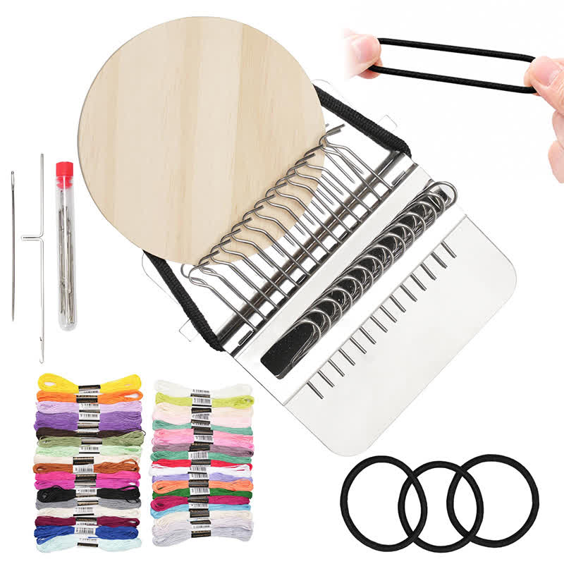 Knit Patch Kit Portable Darning Loom Kit For Beginners - 14 Needles - Knitting Machine Kit (Needle + 3 Rubber Bands + 36-Color Yarn) - image 1