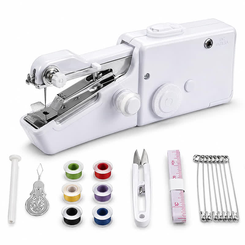 Mini Handheld Sewing Machine For Beginners, Portable Cordless Sewing Machine With Complete Sewing Kit, Battery Operated - White Mini Sewing Machine Kit - image 1