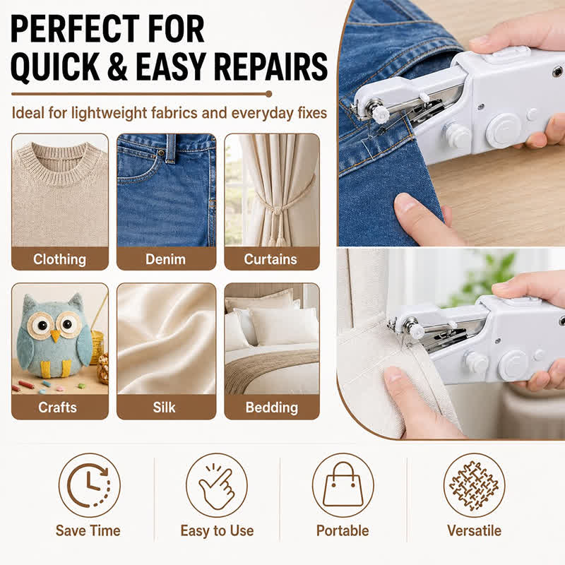 Mini Handheld Sewing Machine For Beginners, Portable Cordless Sewing Machine With Complete Sewing Kit, Battery Operated - image 3
