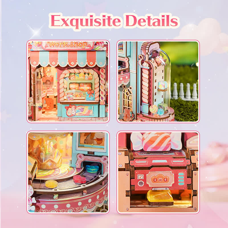 3d Wooden Puzzle For Adults- Candy Workshop, Mechanical Transmission Model Kit, Dynamic Diy Building Set With Music & Lights - image 3