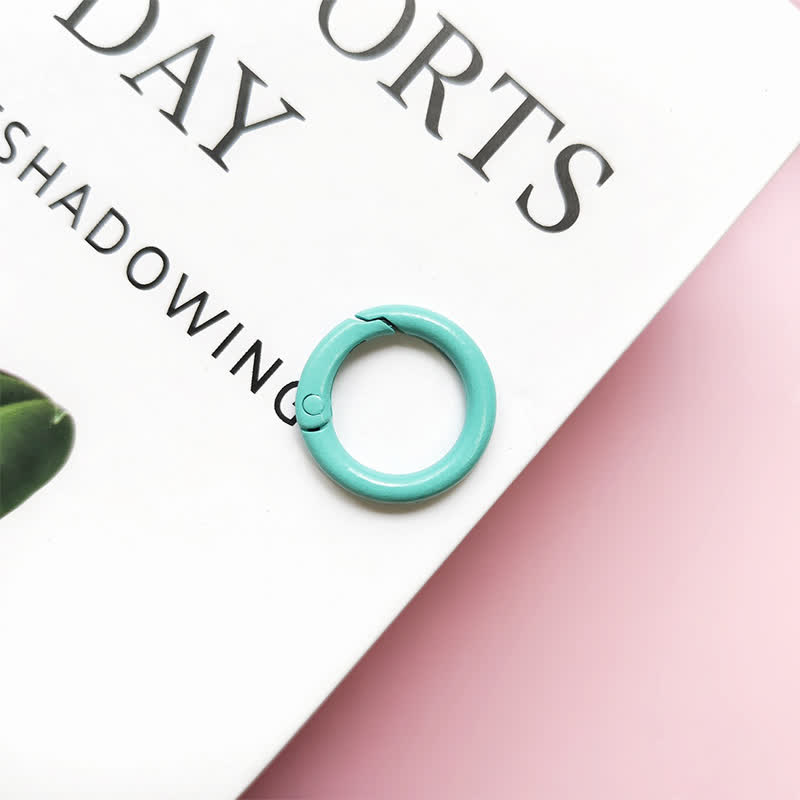 Carabiner Clip 50pcs Metal Colored Key Ring Clip Circle Keychain Rings - Light Green - 50pcs - image 1
