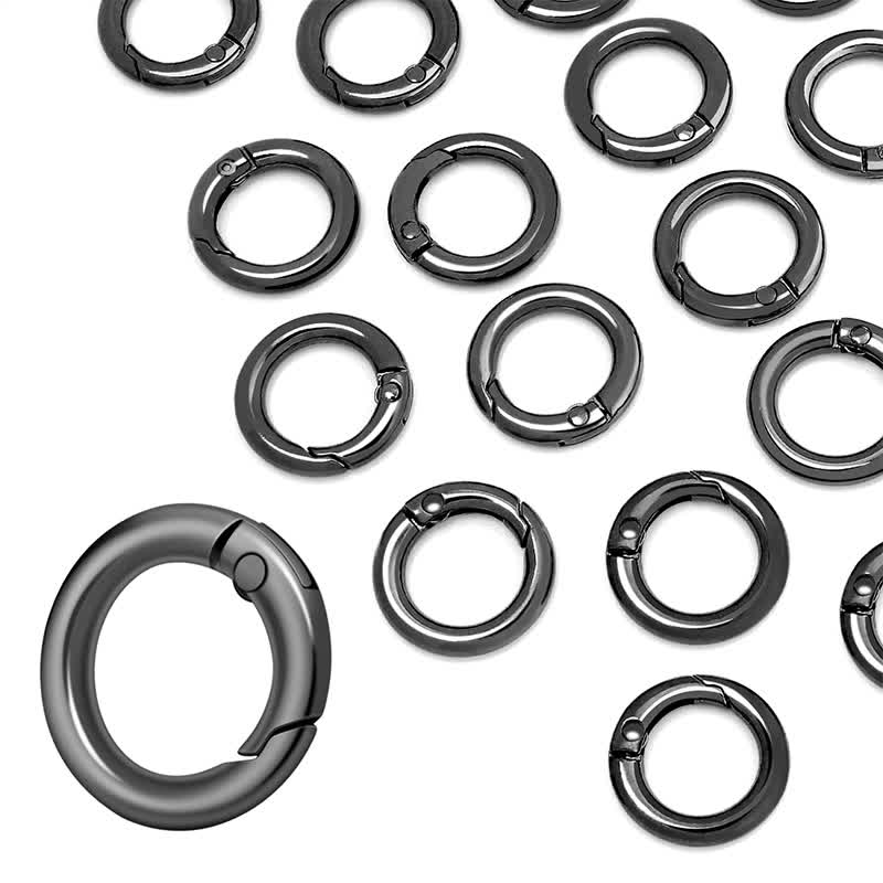 Small Spring O Ring, Metal Key Ring Hook Small Round Carabiner Clip - Dark Grey - 16 Pcs - image 3