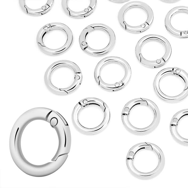 Small Spring O Ring, Metal Key Ring Hook Small Round Carabiner Clip - Silver - 16 Pcs - image 2