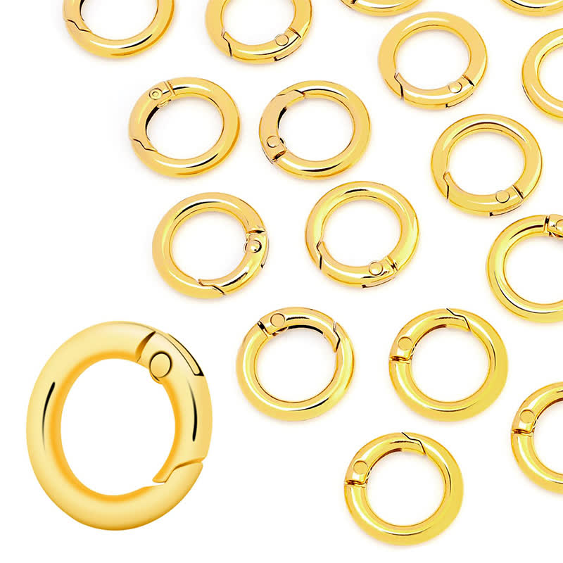 Small Spring O Ring, Metal Key Ring Hook Small Round Carabiner Clip - Gilded Gold - 16 Pcs - image 4