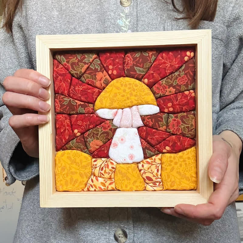 Premium Diy No-sew Kinusaiga Fabric Art Kit - Mushroom - 7.9 × 7.9 in (20 × 20 cm) - image 3