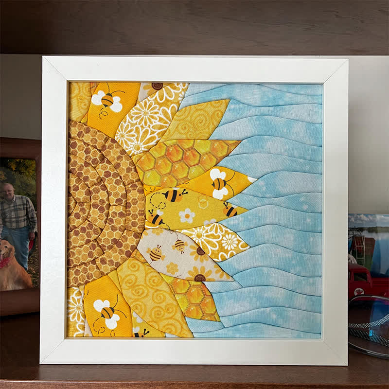 Premium Diy No-sew Kinusaiga Fabric Art Kit - Sunflower - 7.9 × 7.9 in (20 × 20 cm) - image 4