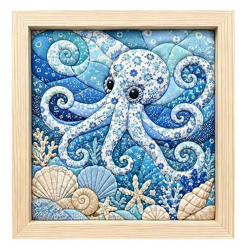 Ocean Diy No-sew Kinusaiga Fabric Art Kit - Octopus - 7.9 × 7.9 in (20 × 20 cm) - image 2