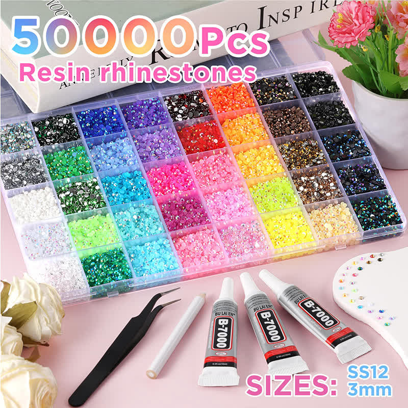 50000 Pcs 3mm Resin Jelly Rhinestones For Bedazzling Kit - image 2