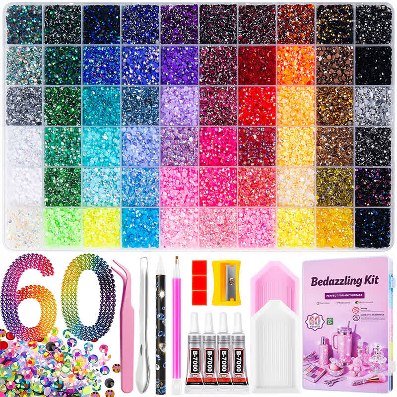 Bedazzling Kit 48000pcs 60 Colors 3mm Resin Jelly Rhinestones - Rhinestone DIY Kits - image 1