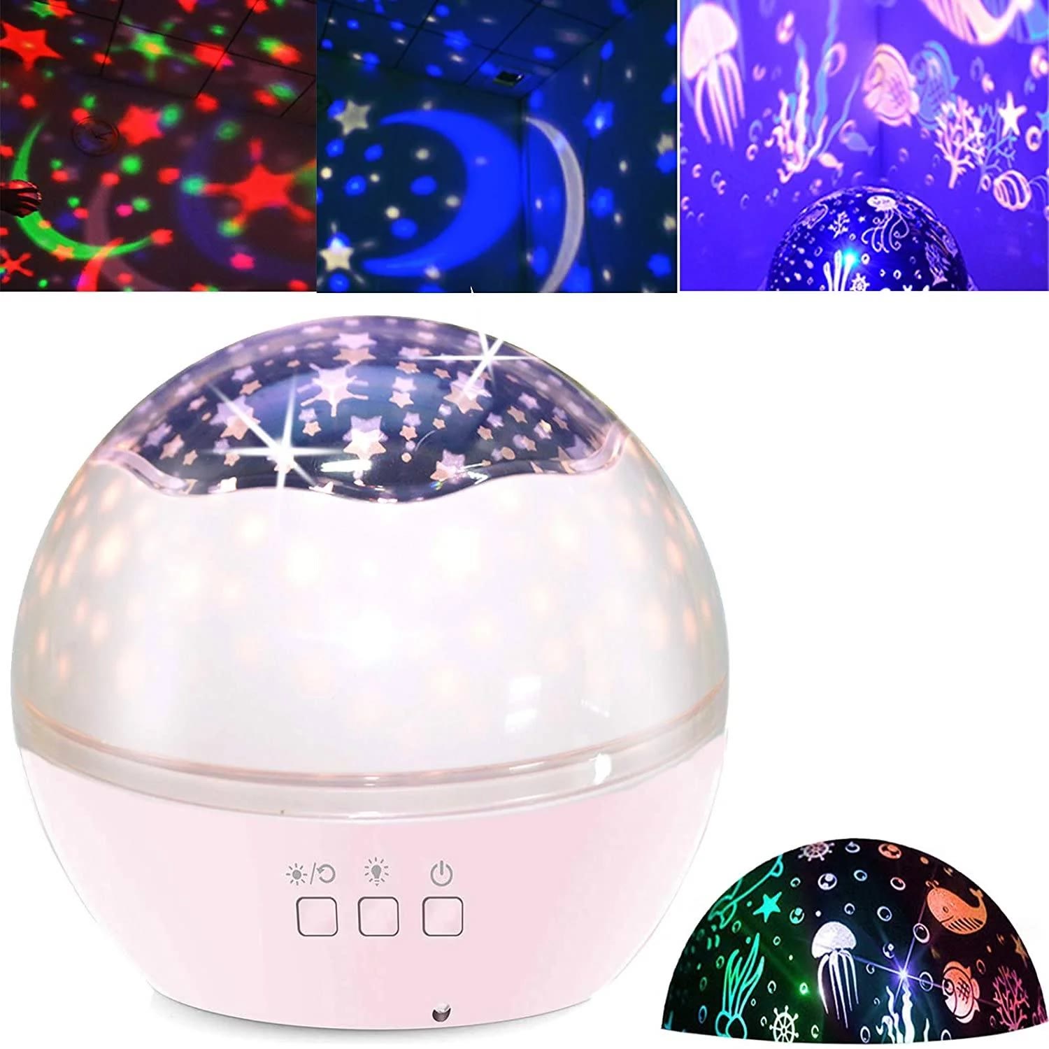 2 In 1 Ocean Star Night Light Projector Lamp 360 Degree Rotating - Pink - image 9