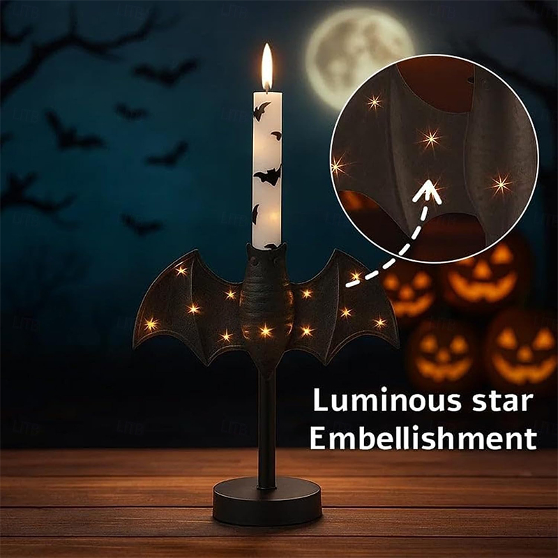 Halloween Candle Holder Twinkle Bat Candlestick Gothic Bat Candle Holder - image 6