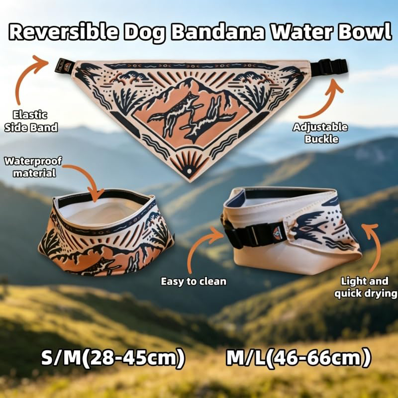 2 In 1 Reversible Dog Bandana Water Bowl,Portable Collapsible Lightweight Spill-leak Travel Hydration Feeding Bowl - image 6