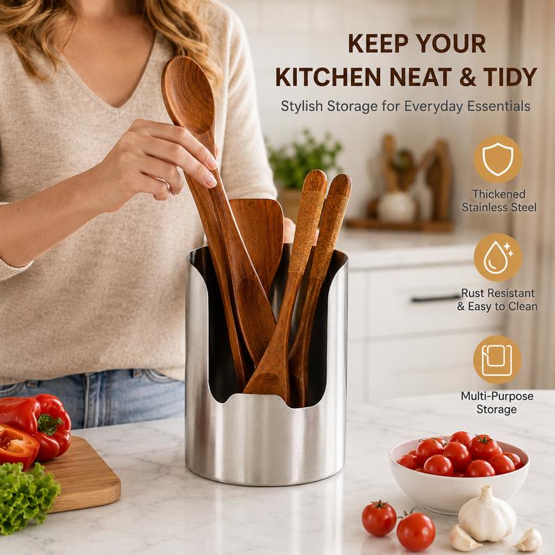 Thickened Stainless Steel Utensil Organizer, Rust-Resistant Kitchen Countertop Storage Holder - Grey - 🔥🔥BUY 3(Save $20) - image 4