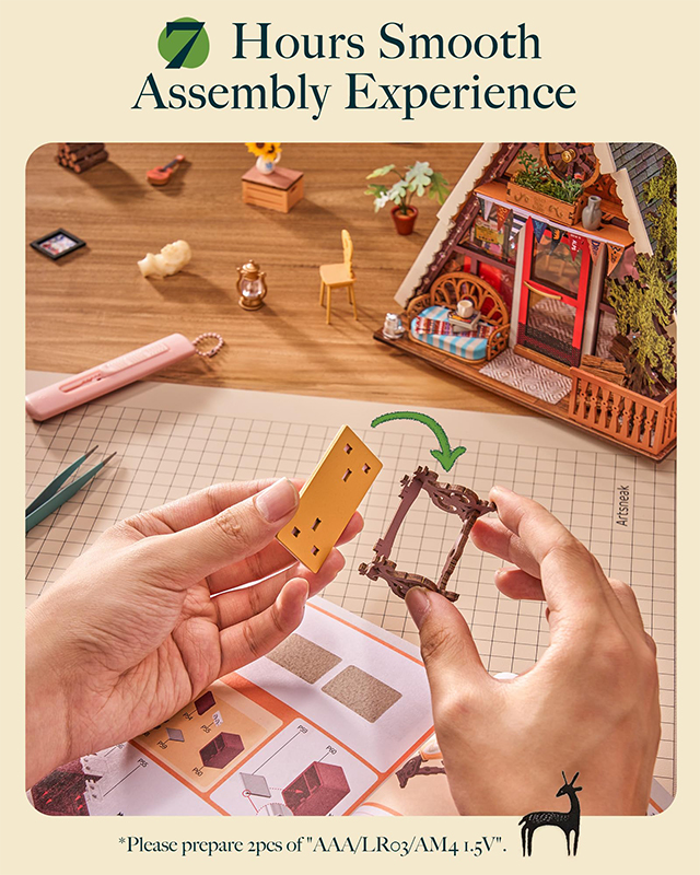 A-frame Cabin Miniature House Kit With Led Lights