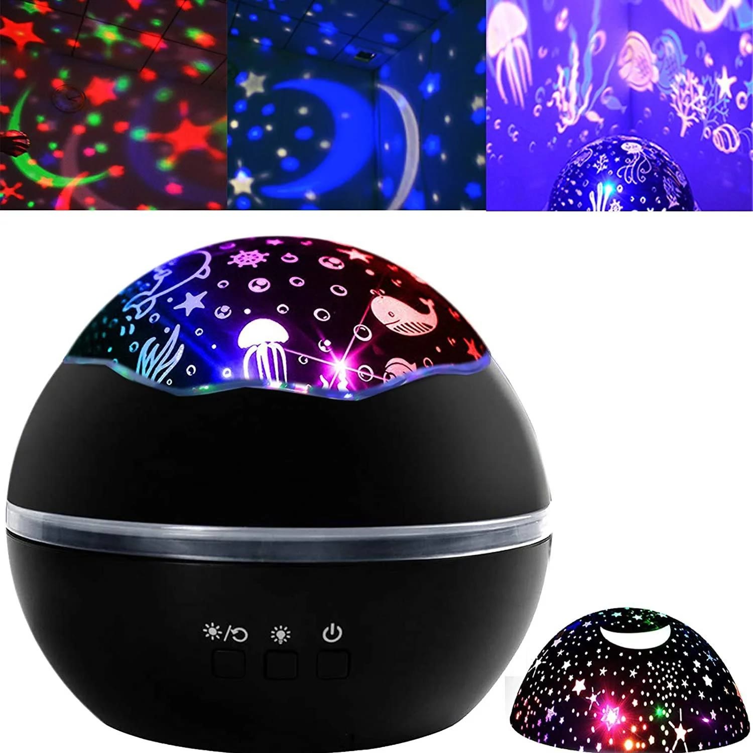 2 In 1 Ocean Star Night Light Projector Lamp 360 Degree Rotating - Black - image 6