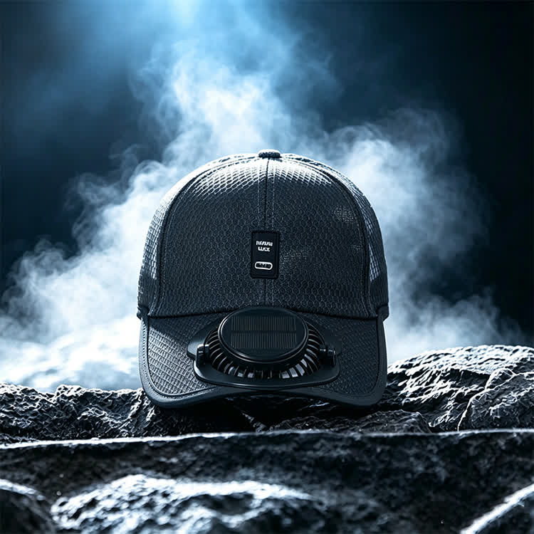Outdoor Sun Protection Solar-powered Fan & Baseball Cap - Black - image 8