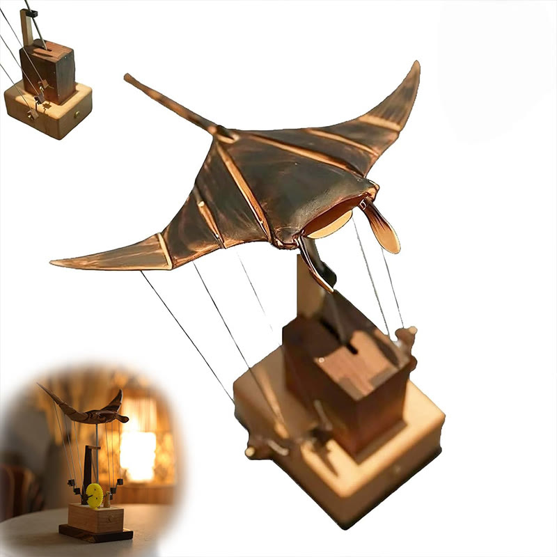 Wooden Manta Ray Automaton, Upgraded Version Handmade Wooden Electric Bionic Manta Ray Ornament - image 5