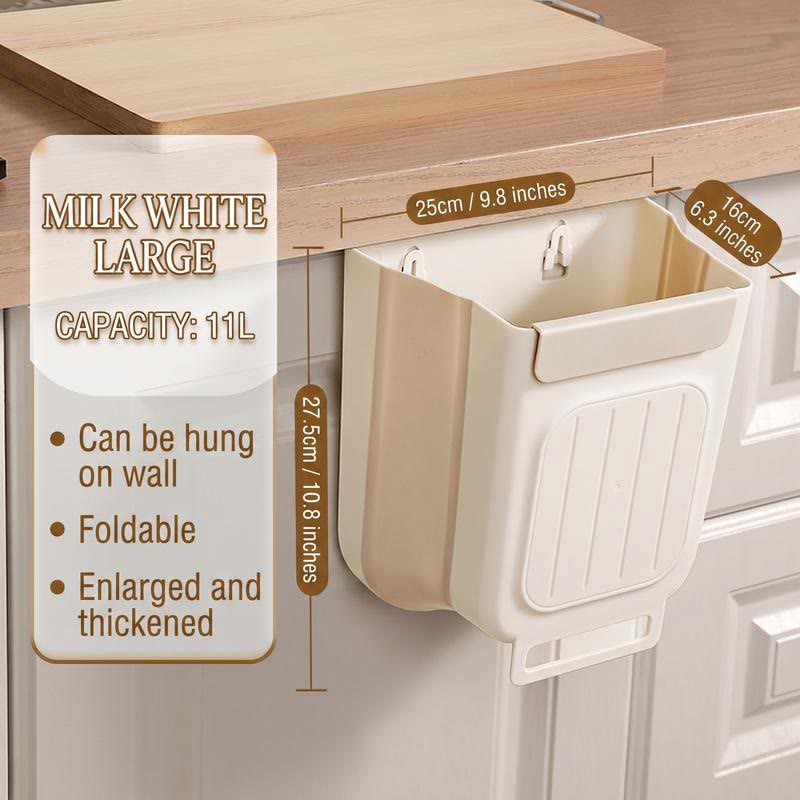 Foldable Hanging Trash Can– Space-Saving Bin for Kitchen, RV & Car - White - Large - image 7