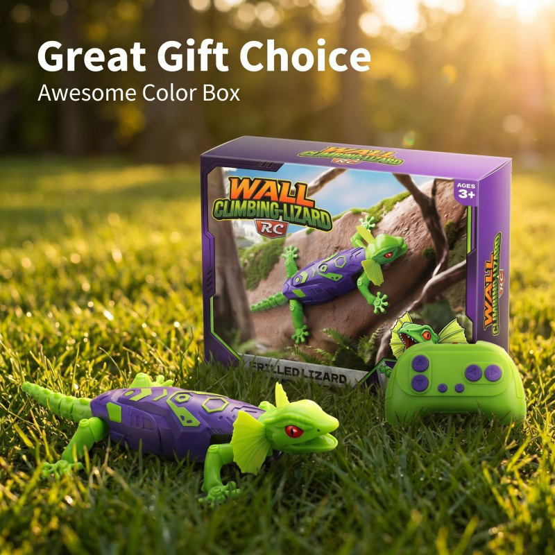 Rechargeable Climbing Chameleon, Wall Crawler Gecko, Remote Control Gecko Robot With Led Eyes - Purple - image 7