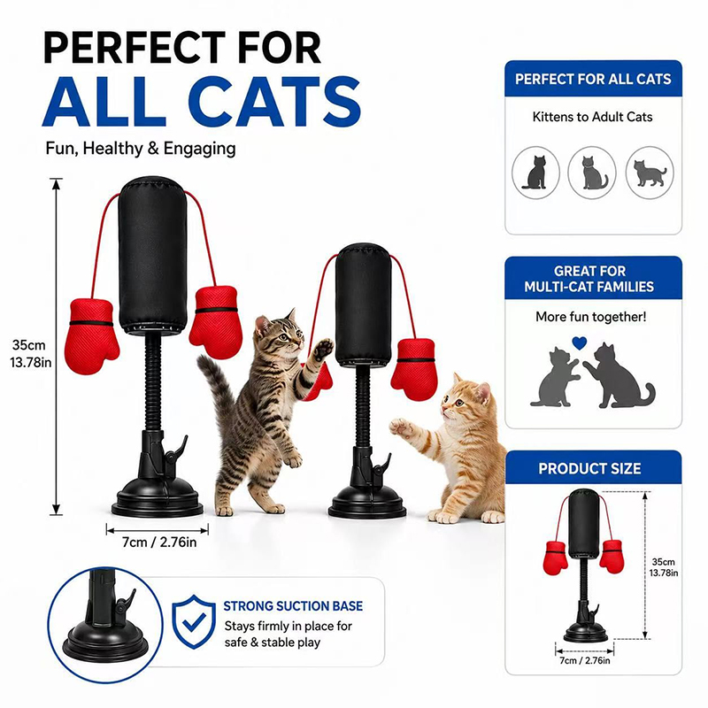 Cat Punching Bag Toy, Interactive Punch Cat Toy With Dangling Boxing Gloves - image 5