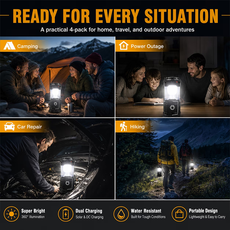 Led Camping Lantern, Solar & Usb Rechargeable, Collapsible Portable Light For Camping, Hiking, Emergencies, Hurricanes, Storms - image 9