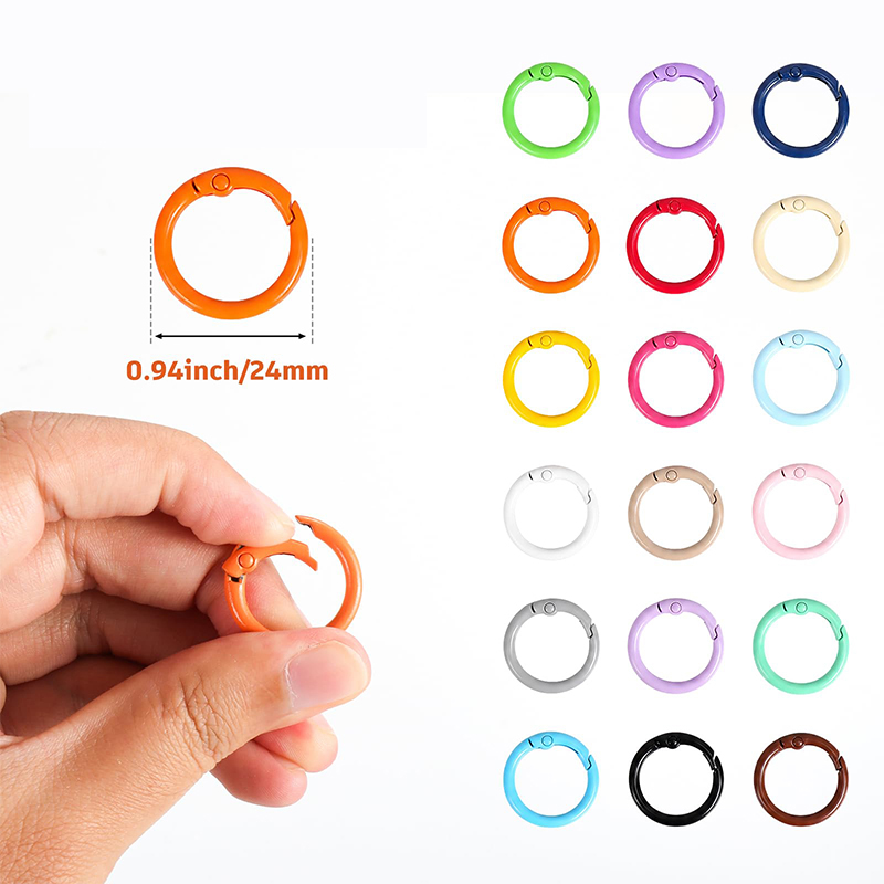 Carabiner Clip 50pcs Metal Colored Key Ring Clip Circle Keychain Rings