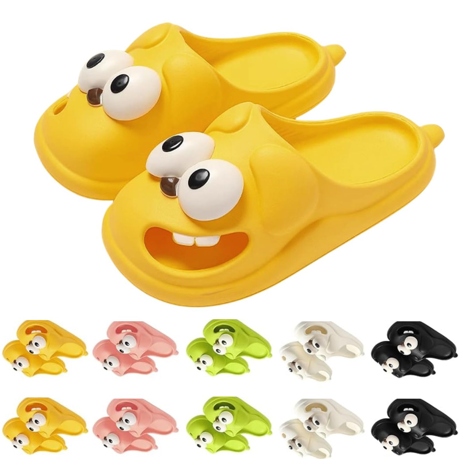 Tongue Kiss Slippers Cute Funny Big Eye Dog Slipper - Yellow - 8-9 Wide Women/7.5-8 Wide Men - image 8