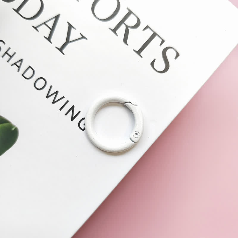 Carabiner Clip 50pcs Metal Colored Key Ring Clip Circle Keychain Rings - White - 50pcs - image 6