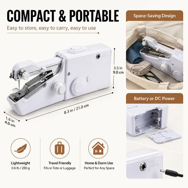 Mini Handheld Sewing Machine For Beginners, Portable Cordless Sewing Machine With Complete Sewing Kit, Battery Operated - image 7