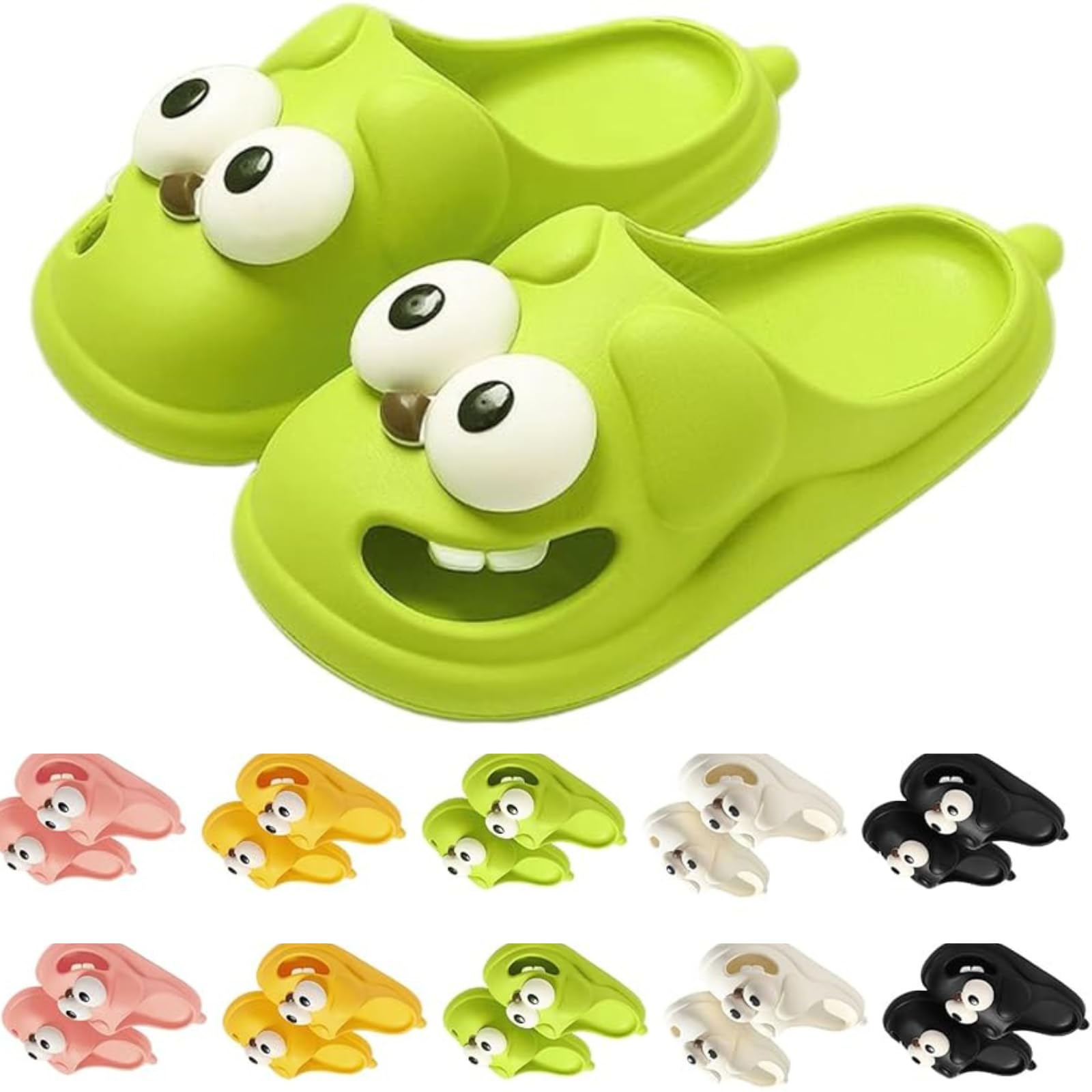 Tongue Kiss Slippers Cute Funny Big Eye Dog Slipper - Green - 8-9 Wide Women/7.5-8 Wide Men - image 7