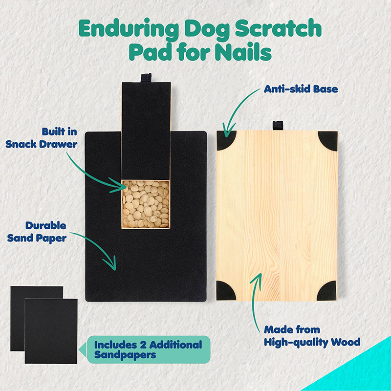 Bone-shaped Dog Scratch Pad For Nails, Wooden Scratch Board With Treat Drawer, Interactive Dog Nail File Toy - image 5
