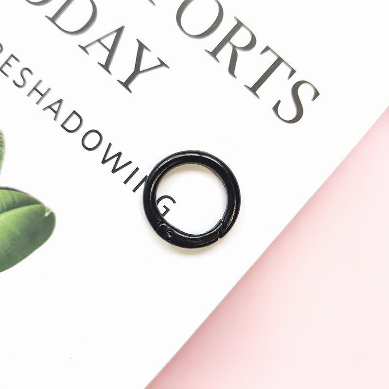 Carabiner Clip 50pcs Metal Colored Key Ring Clip Circle Keychain Rings - Black - 50pcs - image 7