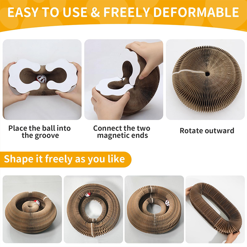 Magic Organ Cat Toy Foldable Cardboard Cat Scratcher Cat Ball Track Toy With Ball - image 4