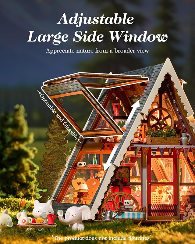 A-frame Cabin Miniature House Kit With Led Lights