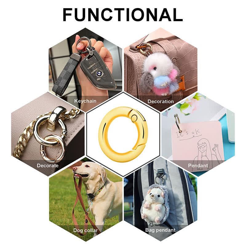 Small Spring O Ring, Metal Key Ring Hook Small Round Carabiner Clip - image 9