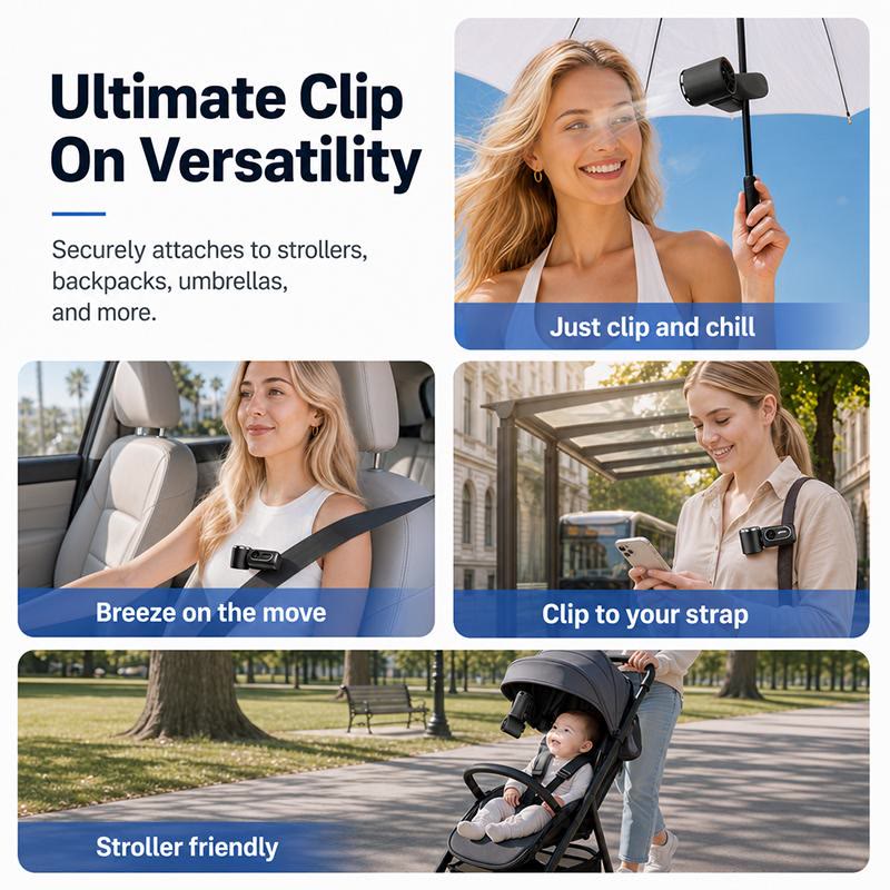Mini Portable Handheld Clip Fan 3-in-1 Rechargeable 3000mAh Battery - image 6