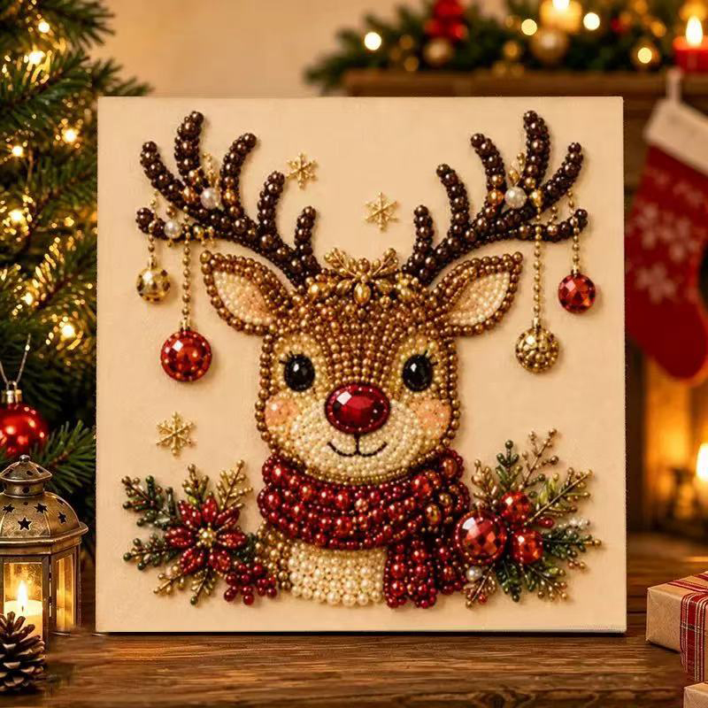 Diy 3d Christmas Pearl Diamond Art Painting Kit - 🦌 Christmas Reindeer - 7.9 × 7.9 in – Stretched Frame + Pearl & Tool Kit - image 3