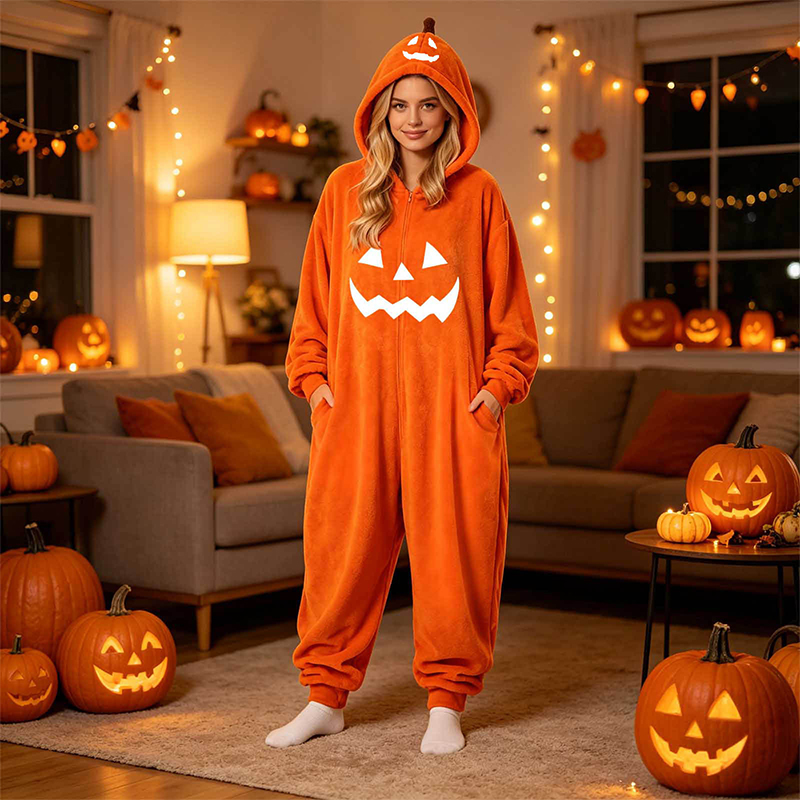 Unisex Halloween Pumpkin Hooded One Piece Cosplay Suit Family Halloween Outfits - E - XL - image 13