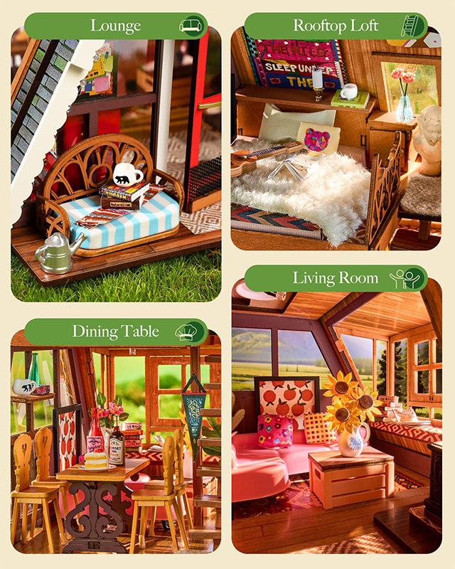 A-frame Cabin Miniature House Kit With Led Lights