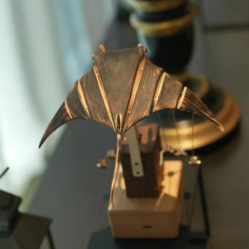 Wooden Manta Ray Automaton, Upgraded Version Handmade Wooden Electric Bionic Manta Ray Ornament - image 6