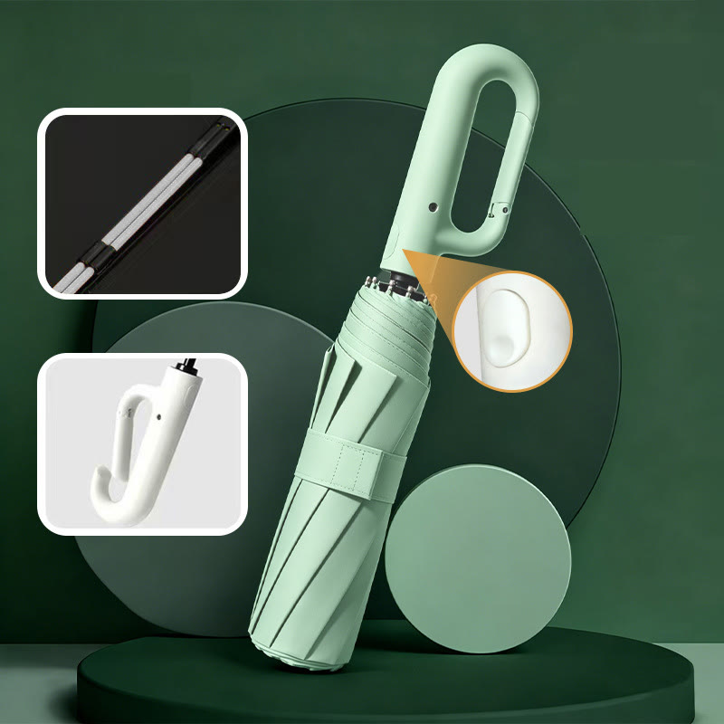 Automatic Folding Umbrella Hook Handle Windproof Umbrella - Light Green - image 15
