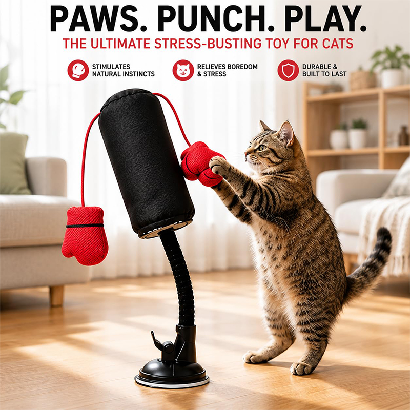 Cat Punching Bag Toy, Interactive Punch Cat Toy With Dangling Boxing Gloves - image 4