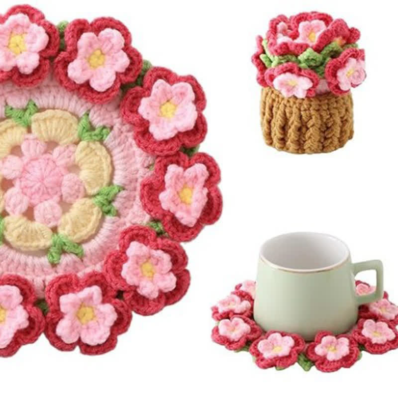 Crochet Flower Coaster & Basket - 🌸 Peach Blossom - image 9