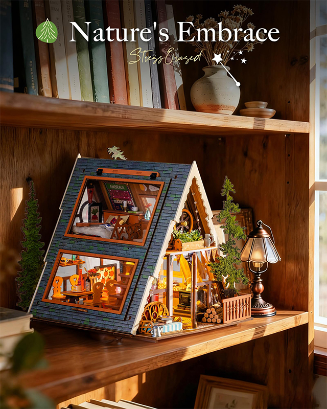 A-frame Cabin Miniature House Kit With Led Lights