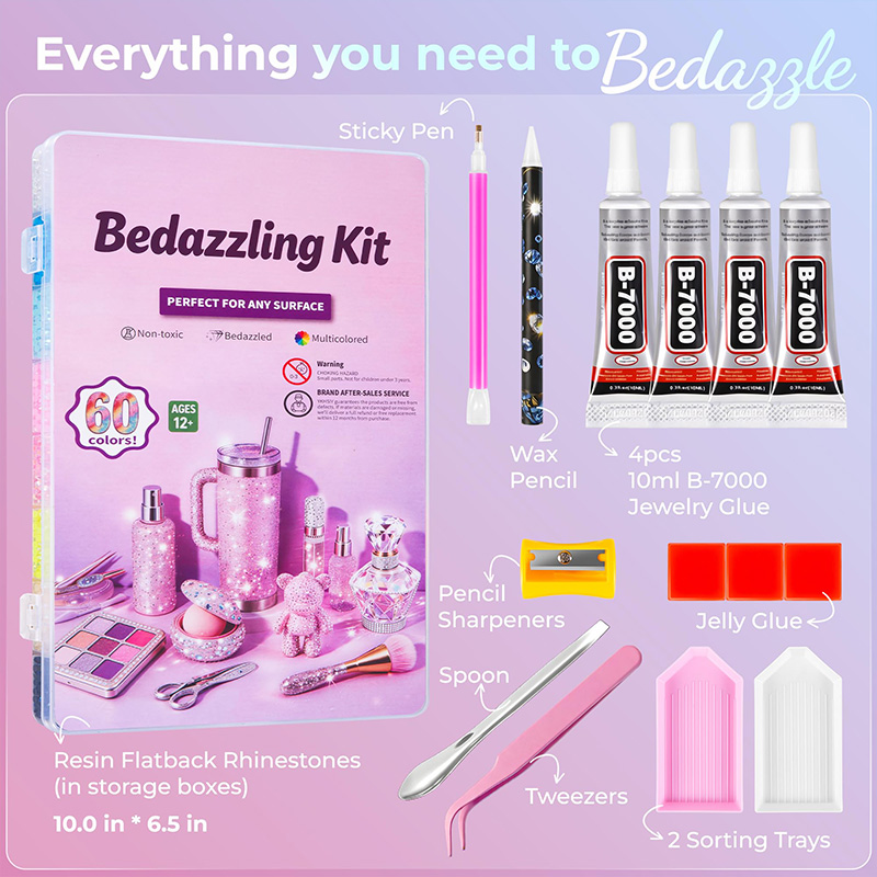 Bedazzling Kit 48000pcs 60 Colors 3mm Resin Jelly Rhinestones