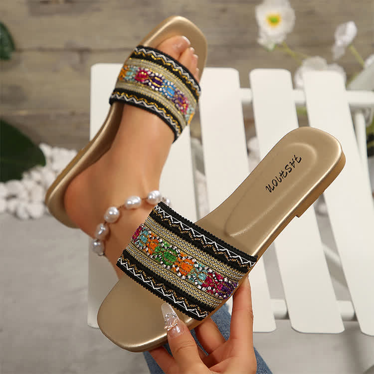 Bohemian Woven Beach Sandals - Golden - US 12 (43) - image 6